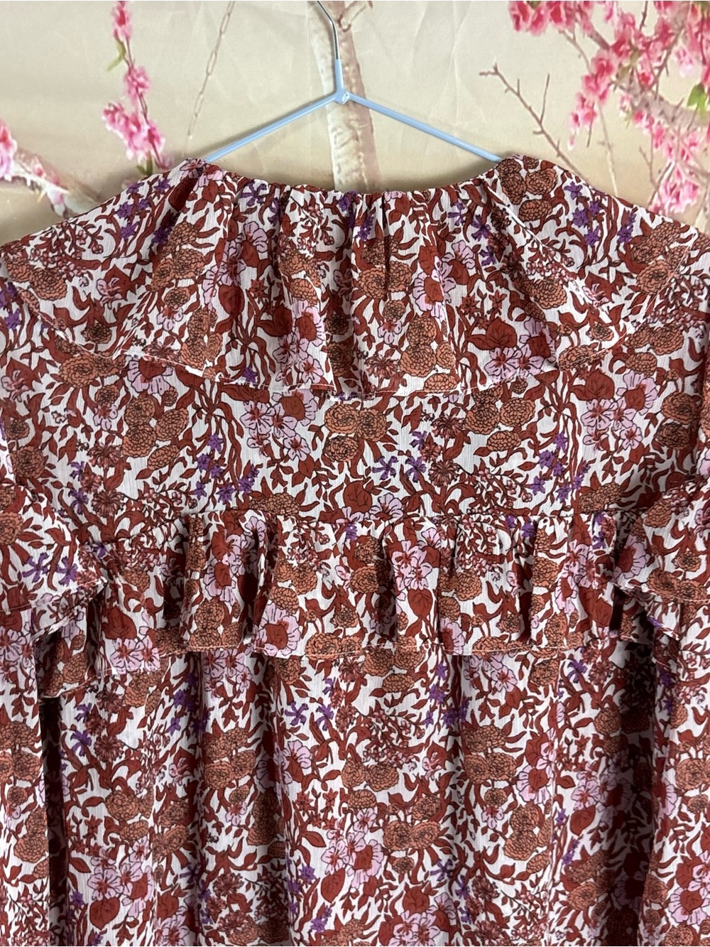 NEW J.Crew Ruffle Crinkle Chiffon Top in the "Fête Floral" print - Picture 6 of 9